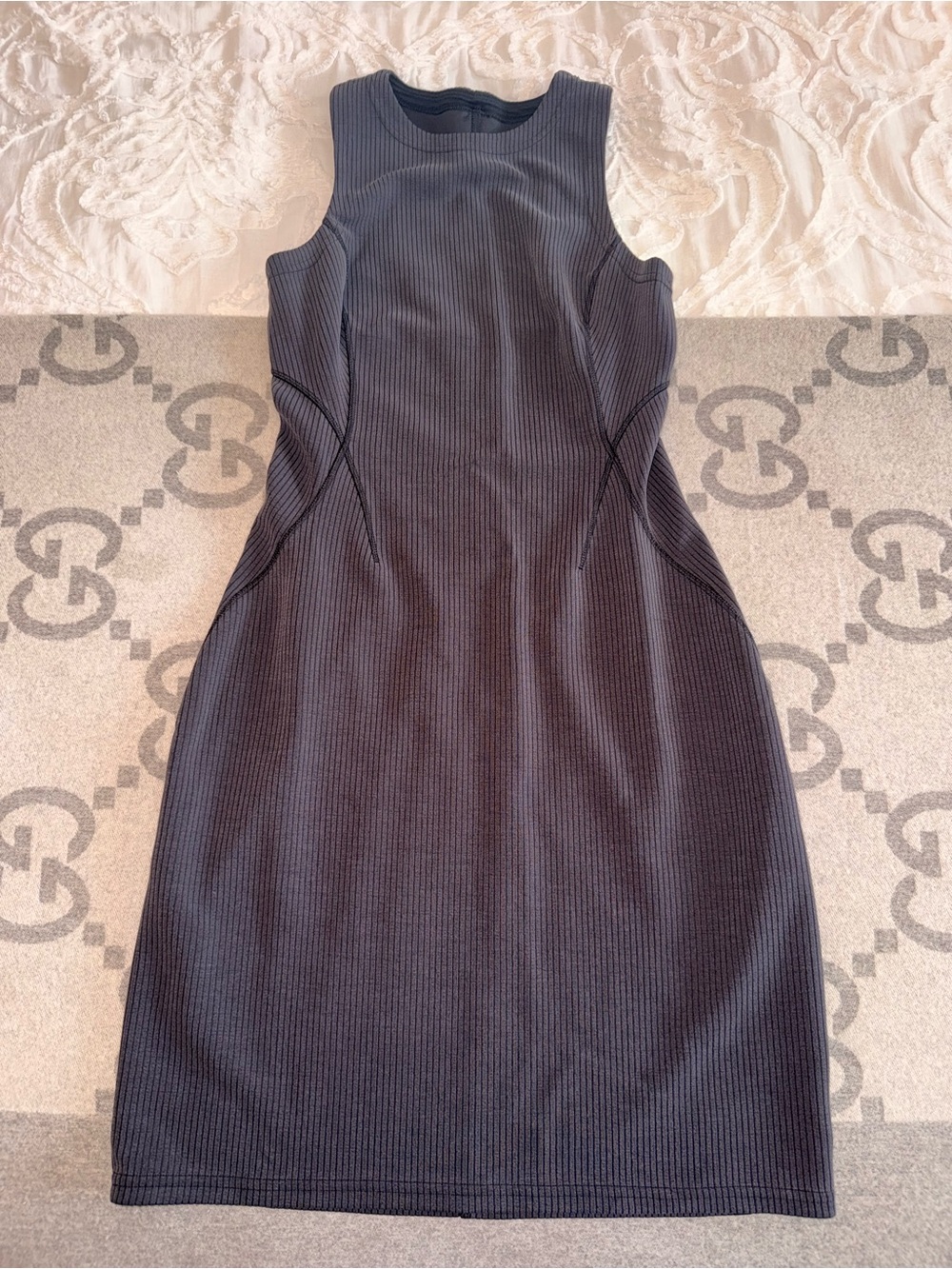 Lululemon Ribbed Softstream slim tank dress Ribbed Mini Dress in Charcoal - Picture 2 of 9